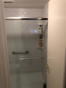 shower with simulated tile pattern