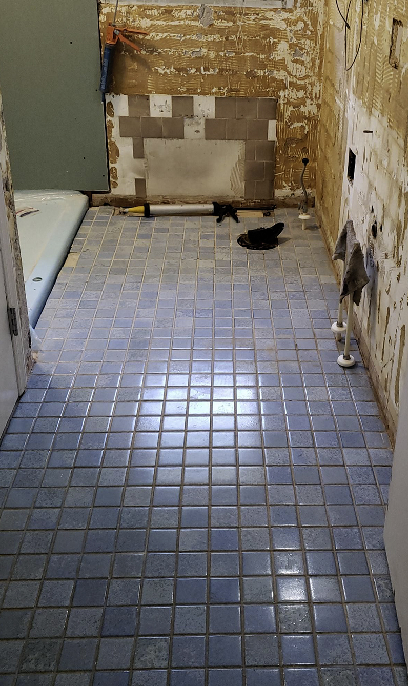 old bathroom tile floor
