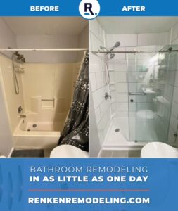 Renken Remodeling bathrooms and showers in one day