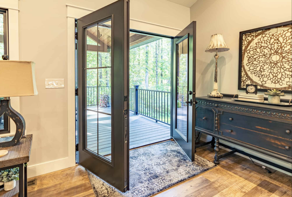large double glass doors opening into a home