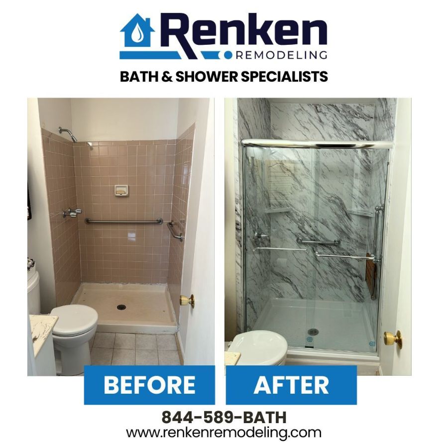 A Renken Remodeling team member installing high-quality fixtures during a bathroom remodel in Fort Washington, MD, highlighting the advantages of professional renovation services.