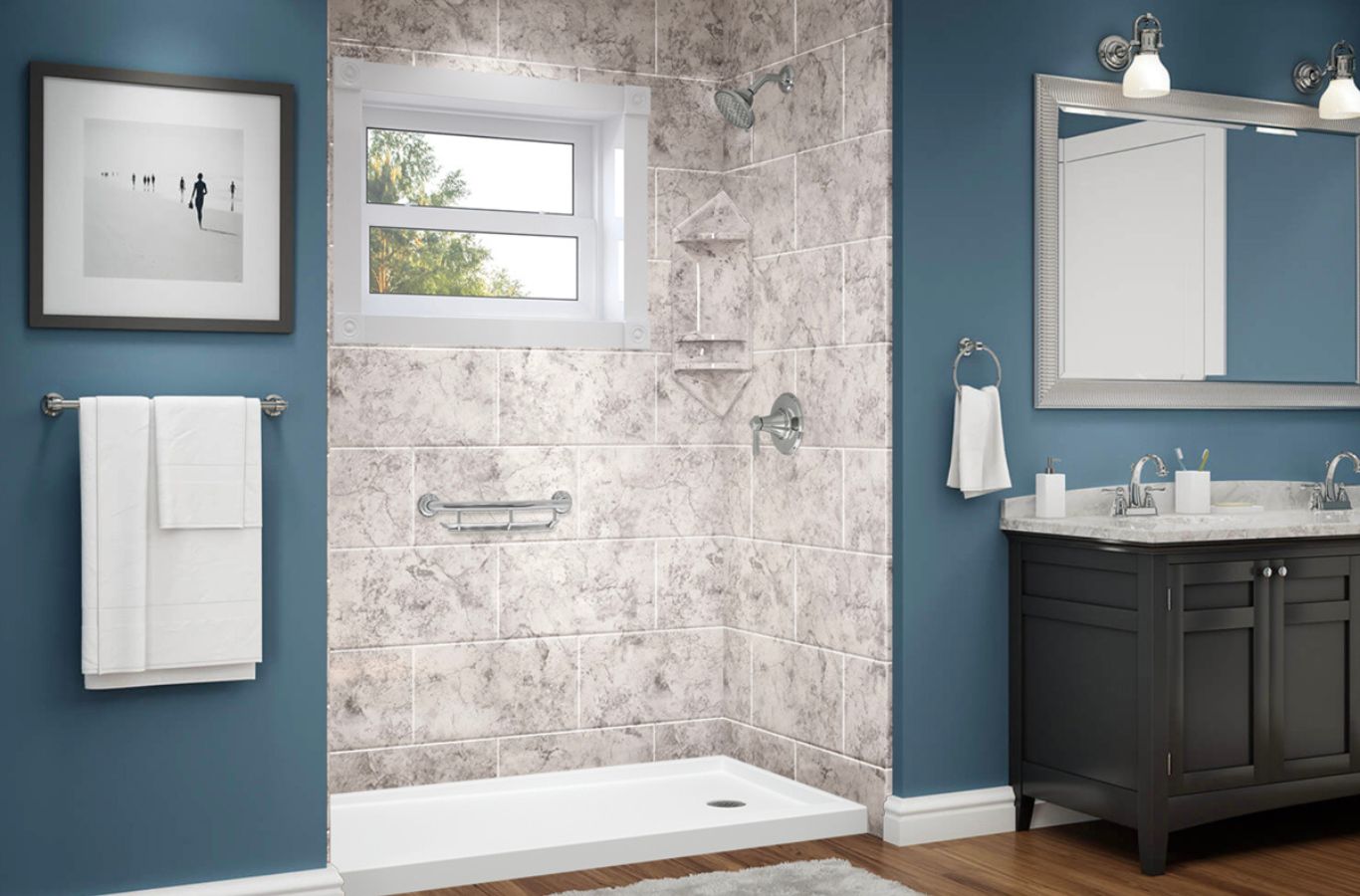 Benefits of Bathroom Painting in Frederick, MD by Renken Remodeling A Renken Remodeling team member delivering bathroom painting in Frederick, MD, showcasing vibrant, mildew-resistant color application.