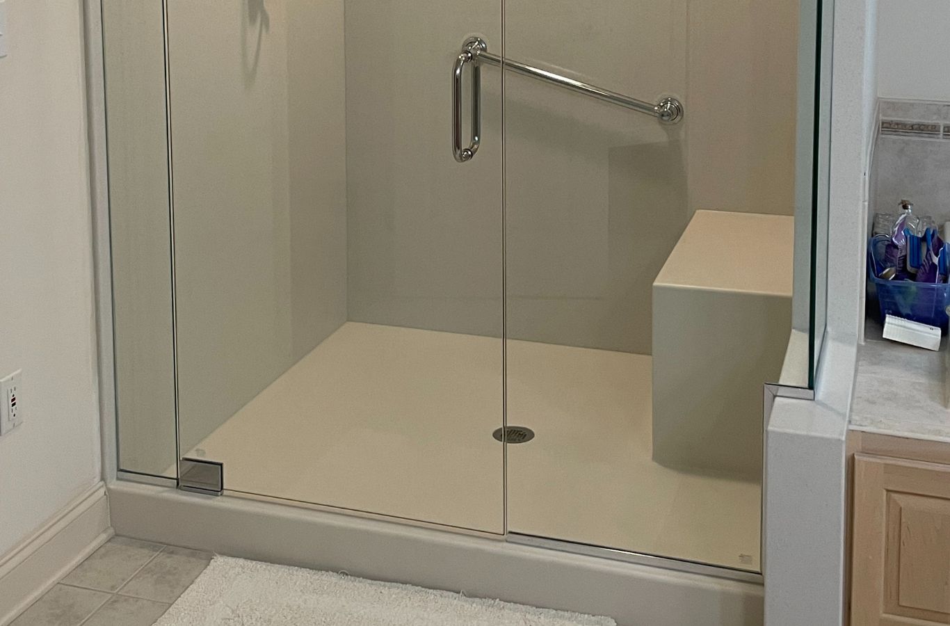 A Renken Remodeling technician performing bathroom remodeling in Davidsonville, MD using advanced tools and materials.