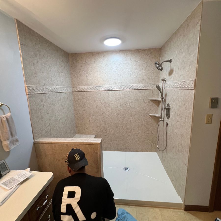 Renken Remodeling expert performing bathroom remodeling in Chesterfield County, VA, showcasing trusted upgrades, quality service, and lasting value.