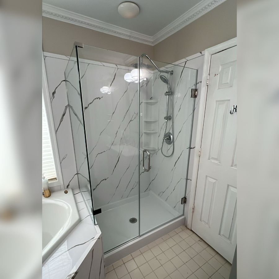 Renken Remodeling professional completing bathroom remodeling in Dominiòn High School, VA, ensuring long-lasting, stylish, and safe results. Bathroom Remodeling near me.