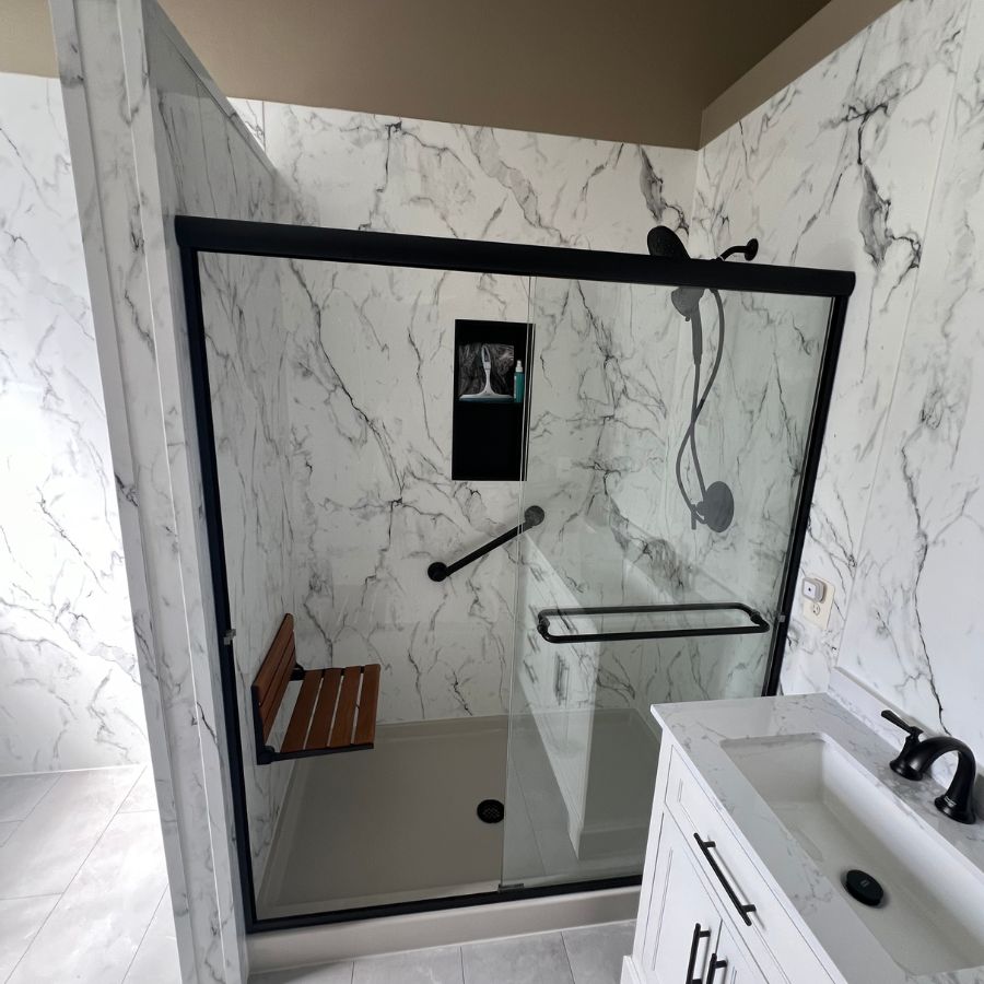 Renken Remodeling professional completing bathroom remodeling in Goochland County, VA, ensuring stylish, functional, and reliable results. Bathroom Remodeling near me.