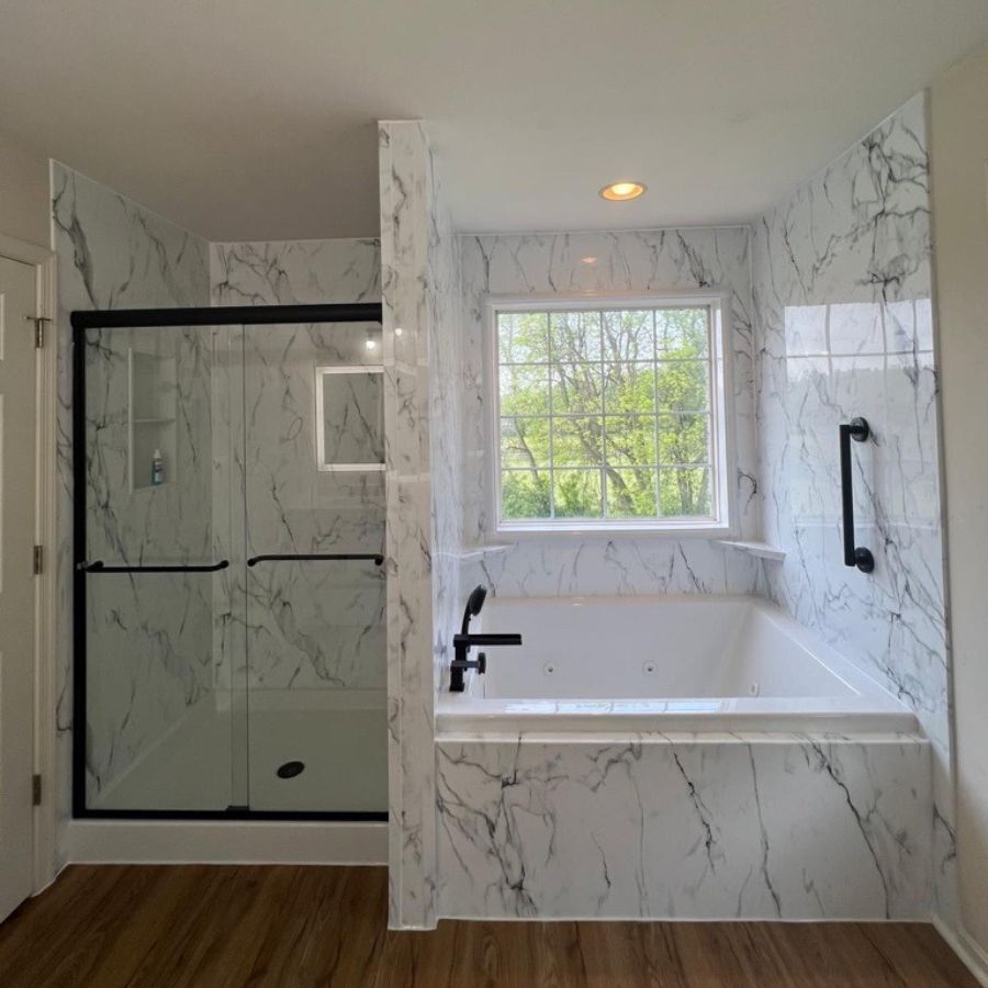 Renken Remodeling professional completing bathroom remodeling in Lovettsville, VA, ensuring durable, stylish, and functional upgrades. Bathroom Remodeling near me.
